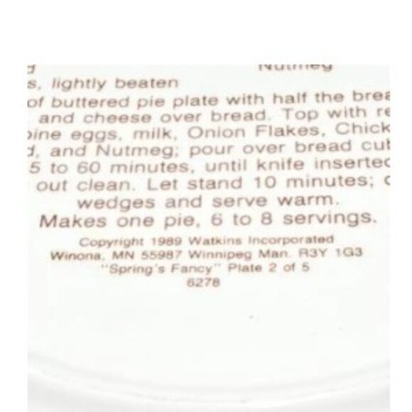 Vintage Watkins Country Kids Deep Dish Pie Plate Spring Brunch Ham & Cheese Pie - Picture 6 of 11